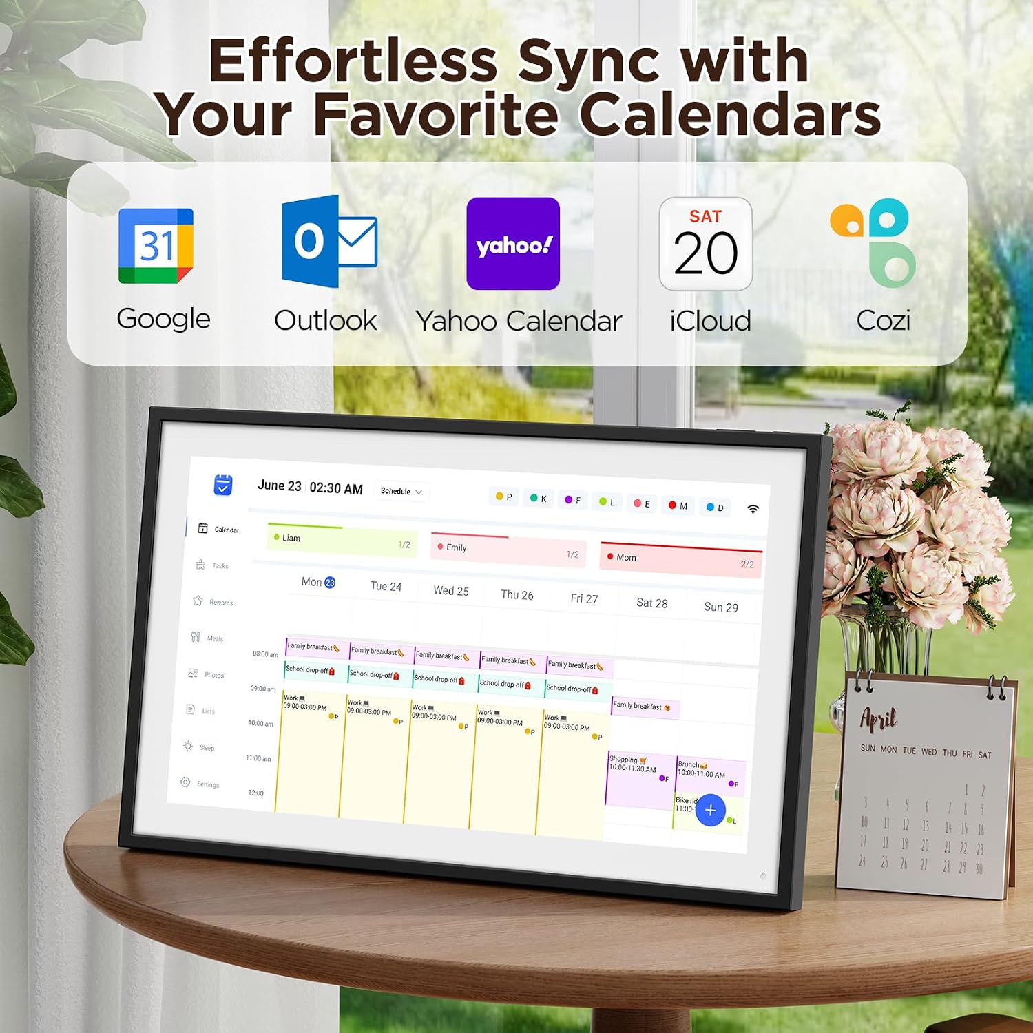 LOOFII 10.1 Inch Smart Digital Calendar – HD Touchscreen Family Planner & Calendar with Chore Chart & Meal Planner (Black White), view 15