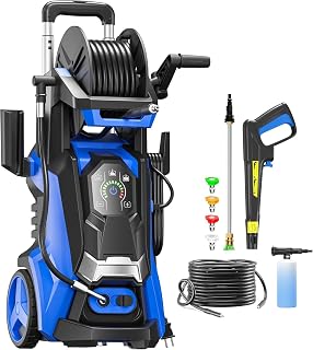 Pressure Washe Touch Screen Adjustable Pressure Power Washer with 4 Quick Connect Nozzles,Inlet Hose & Filter, Foam Cannon for Cars/Fences/Driveways Cleaning - Amazon product rated Grade A