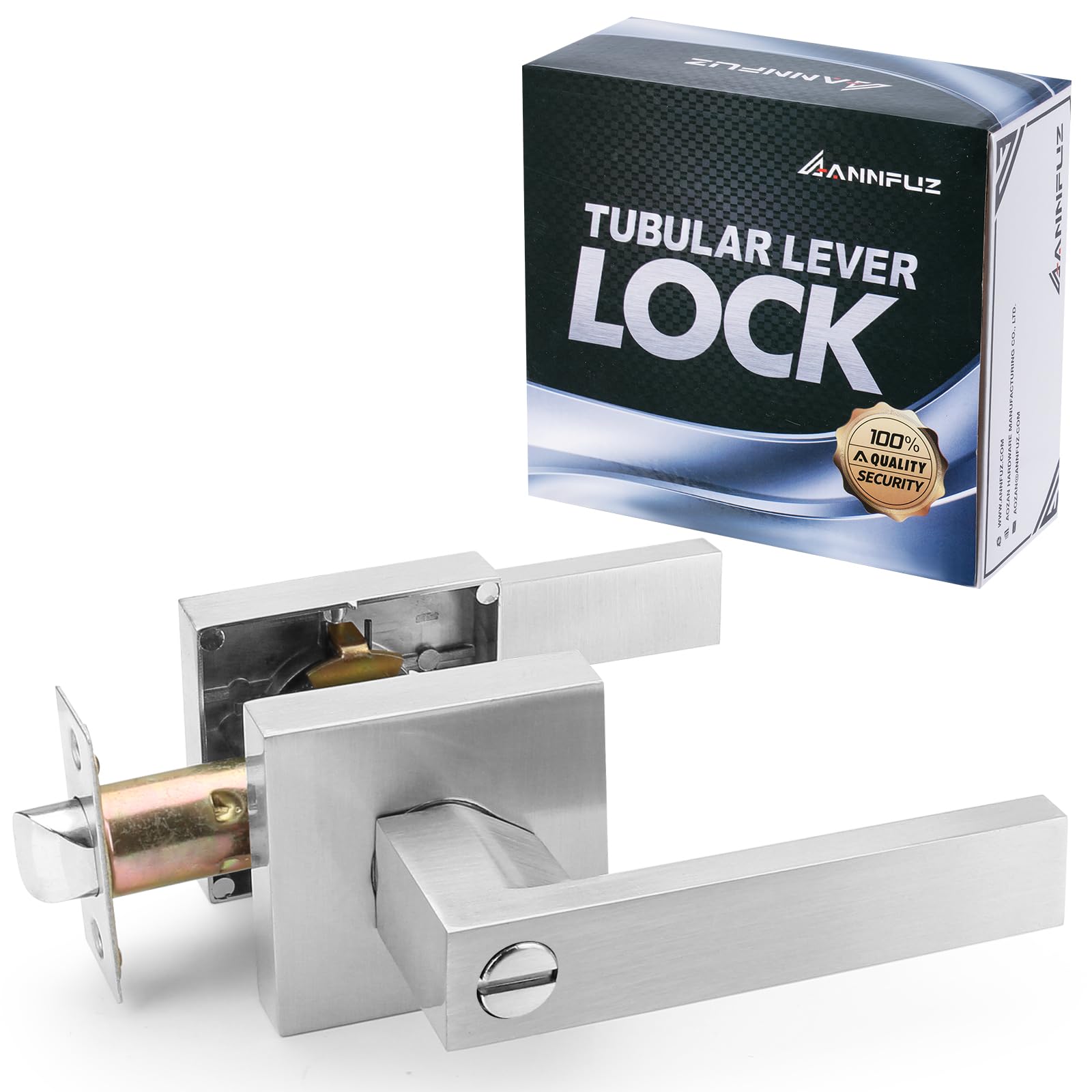 Cerradura de palanca de puerta de zinc resistente (1 paquete, níquel cepillado)