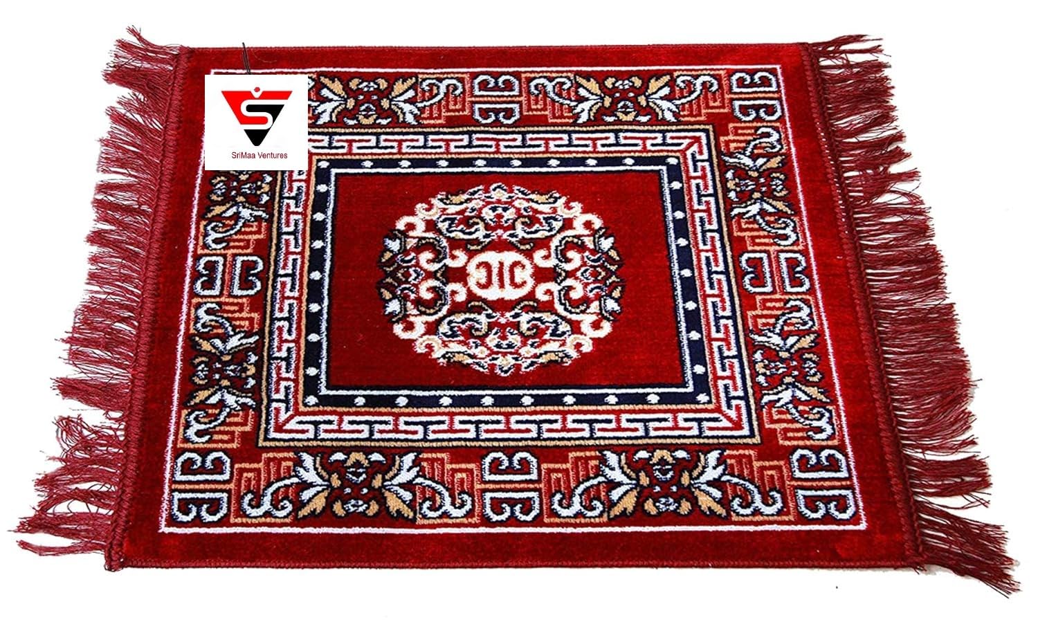 SriMaa Ventures Soft Velvet Aasan || Small Carpet Mat Rug for Pooja, Prayer, Sitting, Meditation Floor - Maroon Color-image-37