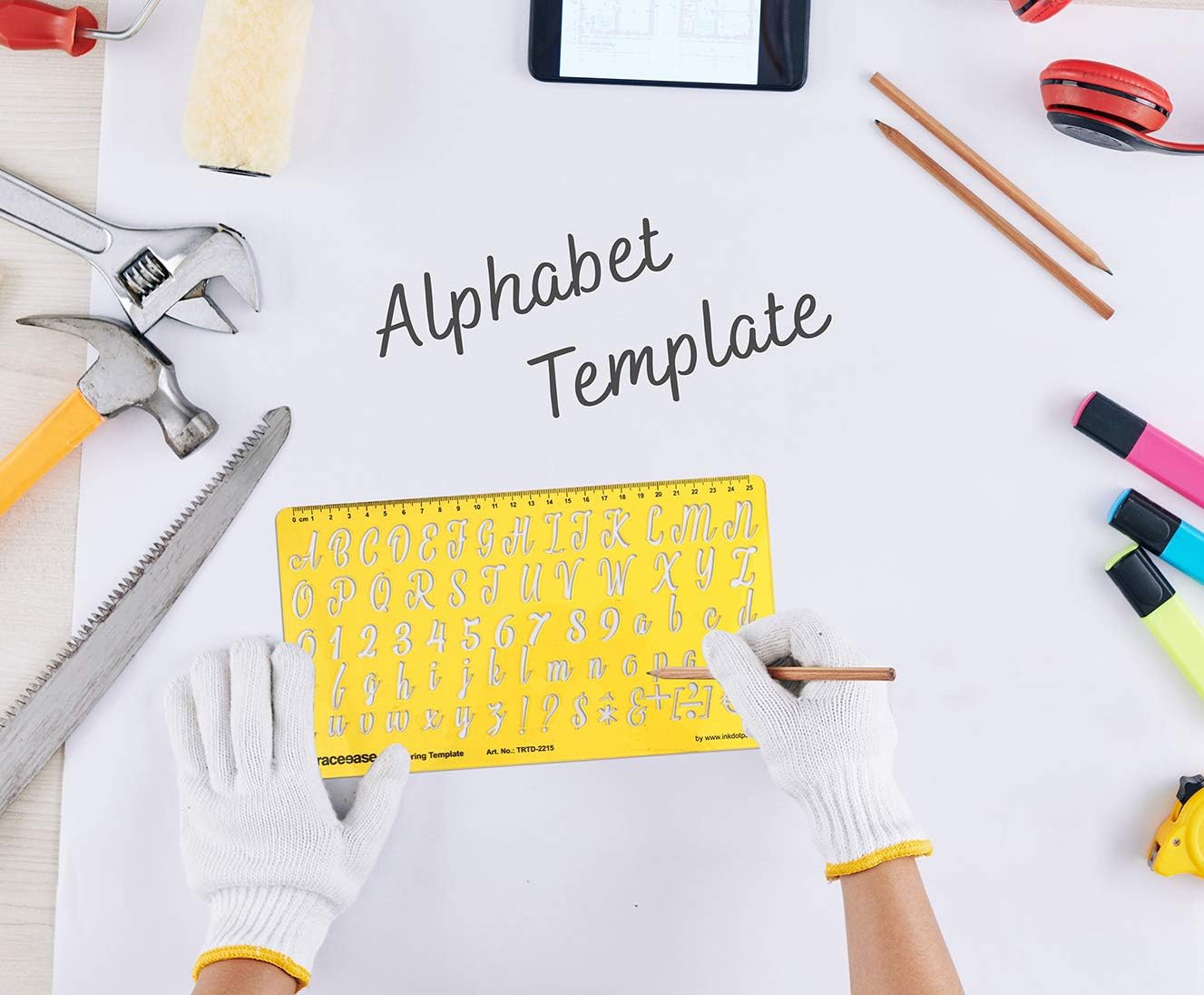 Traceease Alphabet Lettering Template Drafting Tools,Lower Case-Upper Case-Numbers Alphabet Letter Stencils
