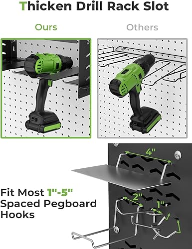 Miniatura 4 de yamagahome Organizador de herramientas eléctricas, soporte de taladro resistente de 3 capas montado en la pared, organizadores de herramientas de