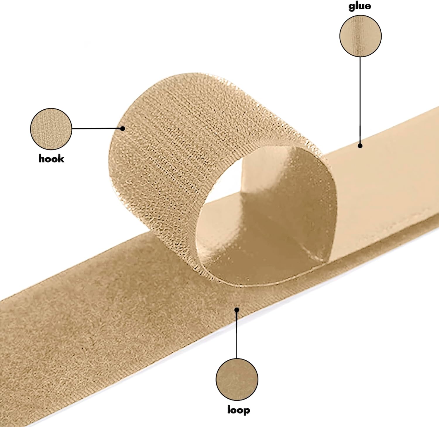 2 inch Beige Hook and Loop Tape 10 Yd Self Adhesive Tape Sticky Back Heavy Duty Fastener Ideal for Window Fixing Net Carpets DIY Project Handmade Craft Home Office