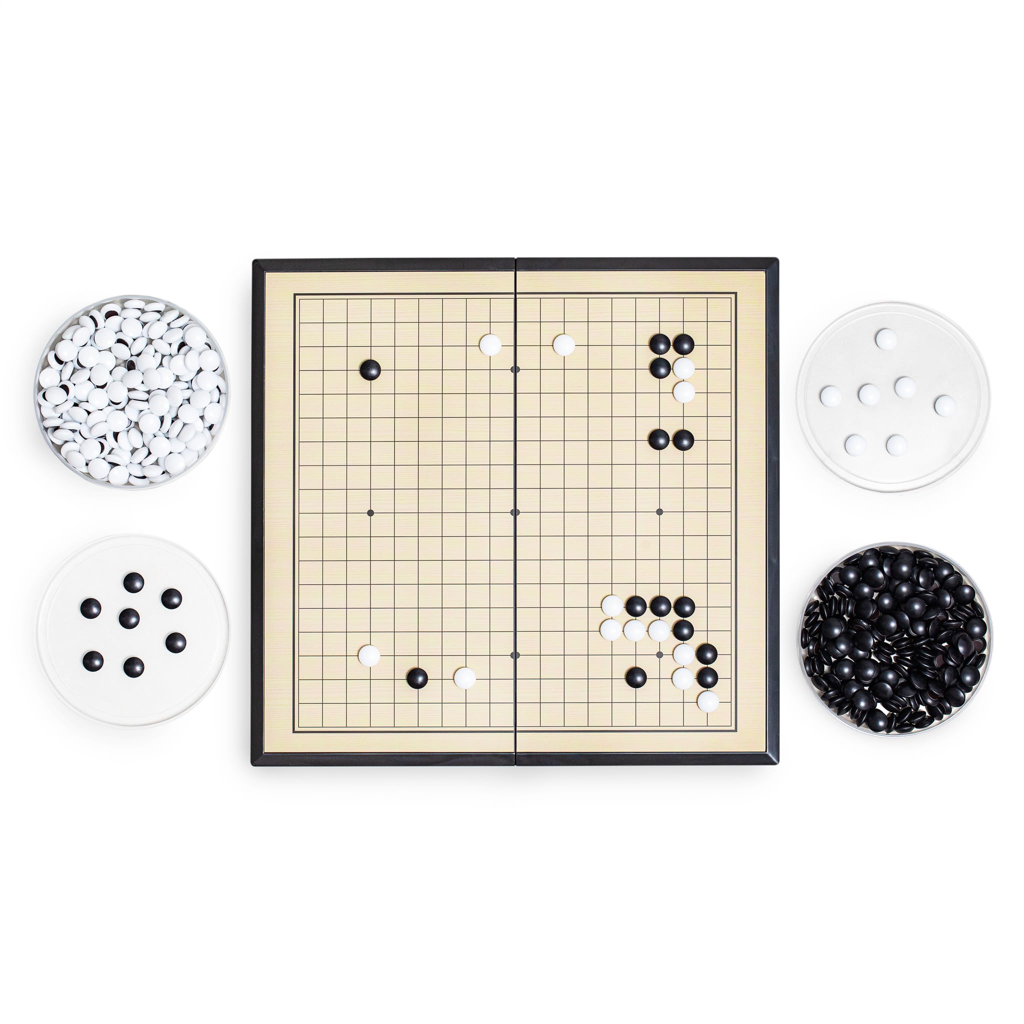 Black long Di fang Go Brettspiel, 27,9 cm (11 Zoll), faltbar, tragbar und für Reisen, (19 x 19 cm), strategisches magnetisches Brettspiel (Weiqi)