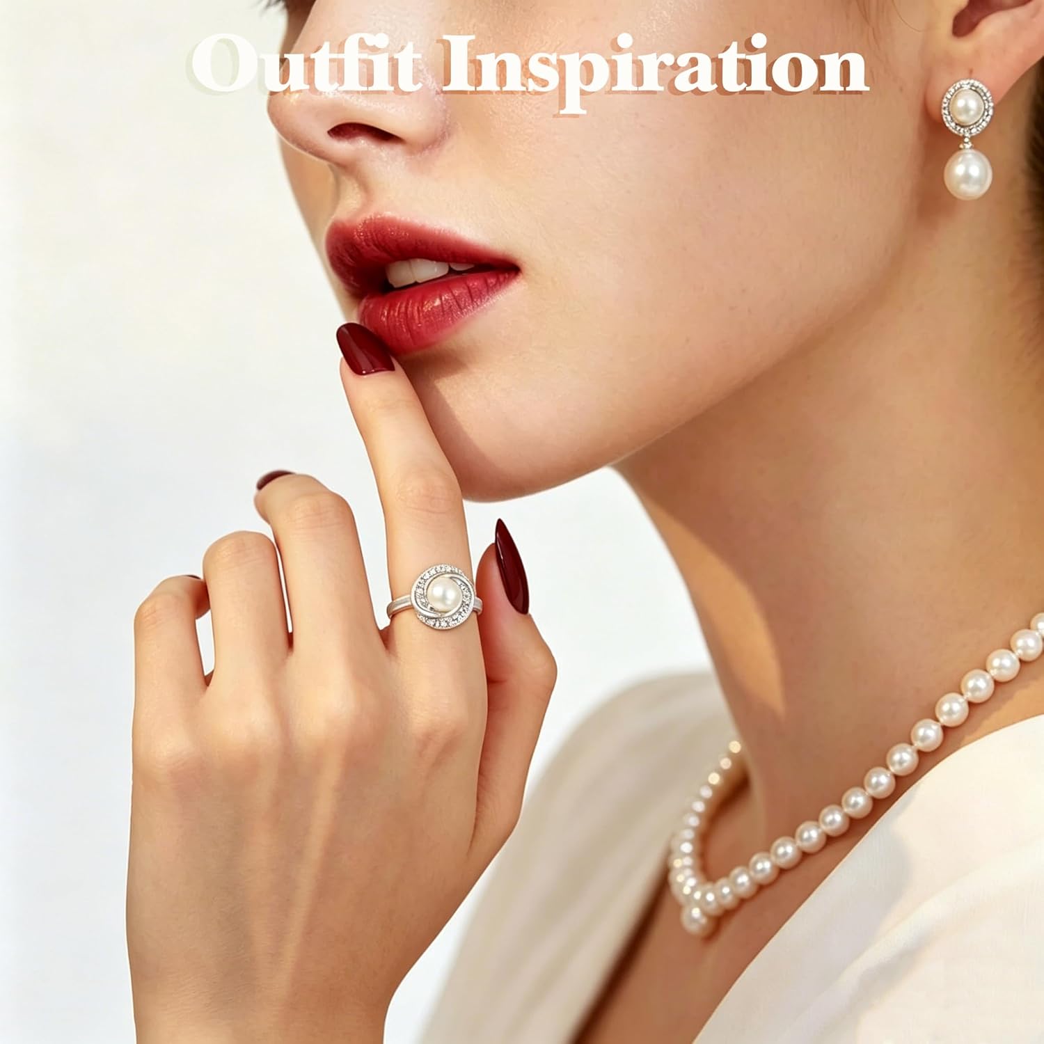 Women 925 Sterling Silver Pearl Ring for Women Wedding Engagement promise rings