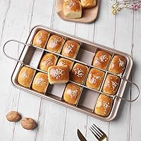 Vista 9 de Brownie Pan with Dividers, Non Stick Brownie Baking Pan, 18 Pre-slice Carbon Steel Bakeware Tray with Grips for Oven Baking Bread, Square Mold Tray