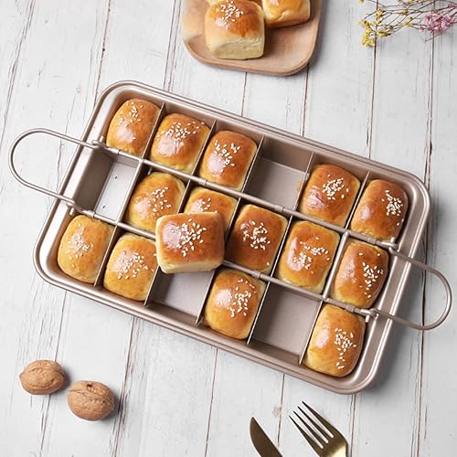 Miniatura 9 de Sartén para brownie con divisores bandeja antiadherente para hornear brownies 18 bandejas de acero al carbono precortadas con agarres para hornear