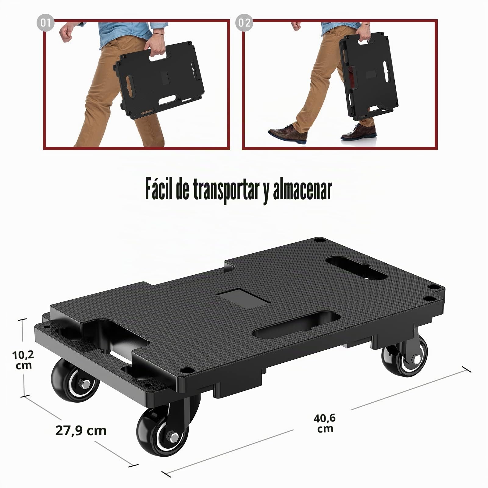 SOLEJAZZ Juego de ruedas para transporte, capacidad de carga de 200 kg, carro de transporte de muebles enlazable, ruedas para transporte de muebles, ayuda para mudanzas, Negro, 1 paquete