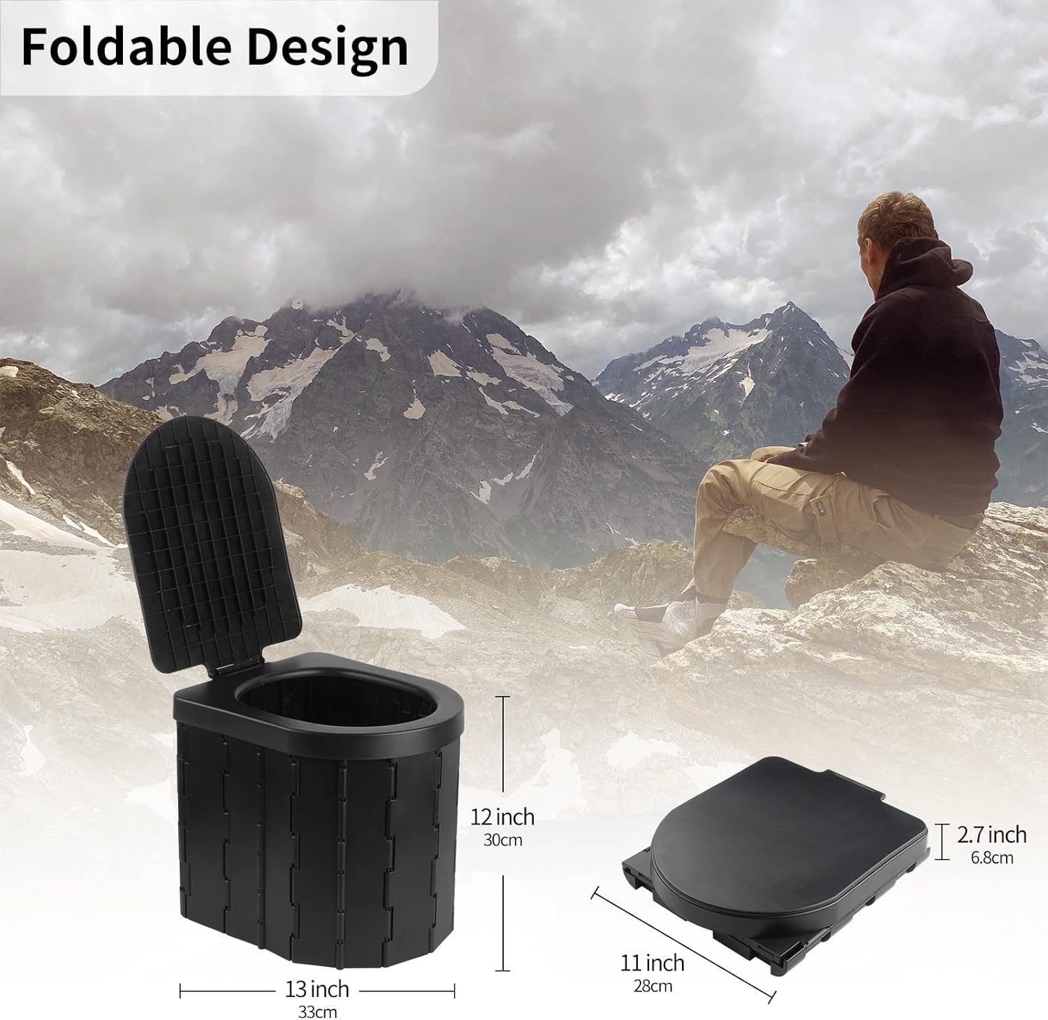DUOJIN Camping Toilet, Portable Toilet for Adults & Kids, Folding Waterproof Porta Potty for Camping Car, Bucket, Travel - Image 3