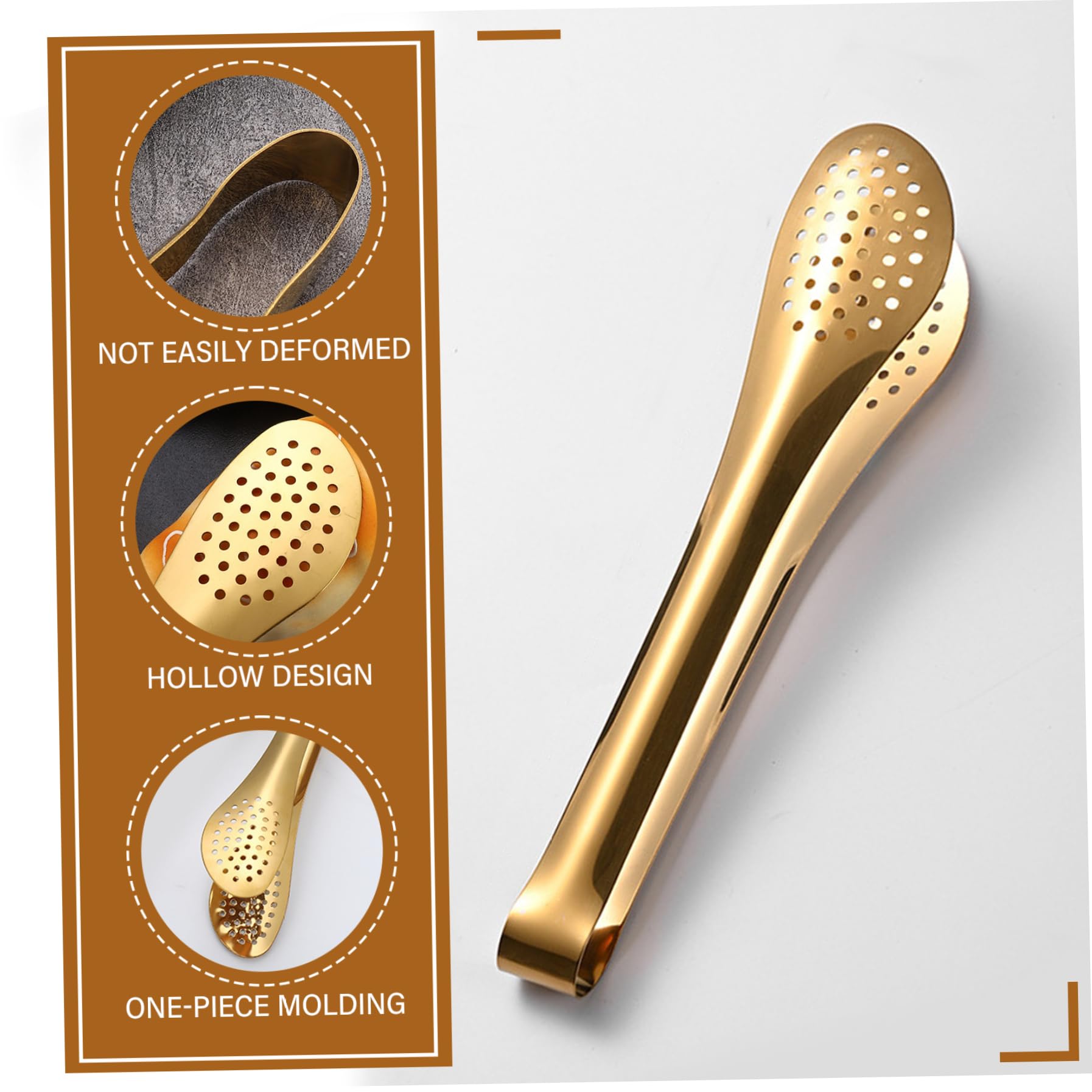 Pinzas para servir 4 pinzas de acero inoxidable dorado pulido resistentes al calor con agujeros para ensalada, pan, buffet, cocina, pan de acero inoxidable