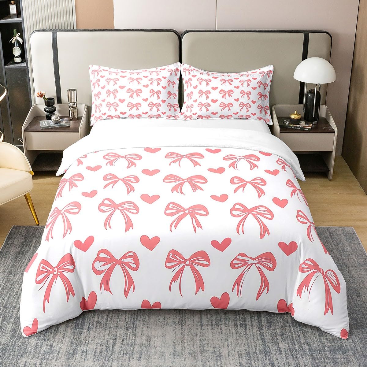 Idée cadeau anniversaire fille avec la parure de lit coton 140x200 amour cœur rose