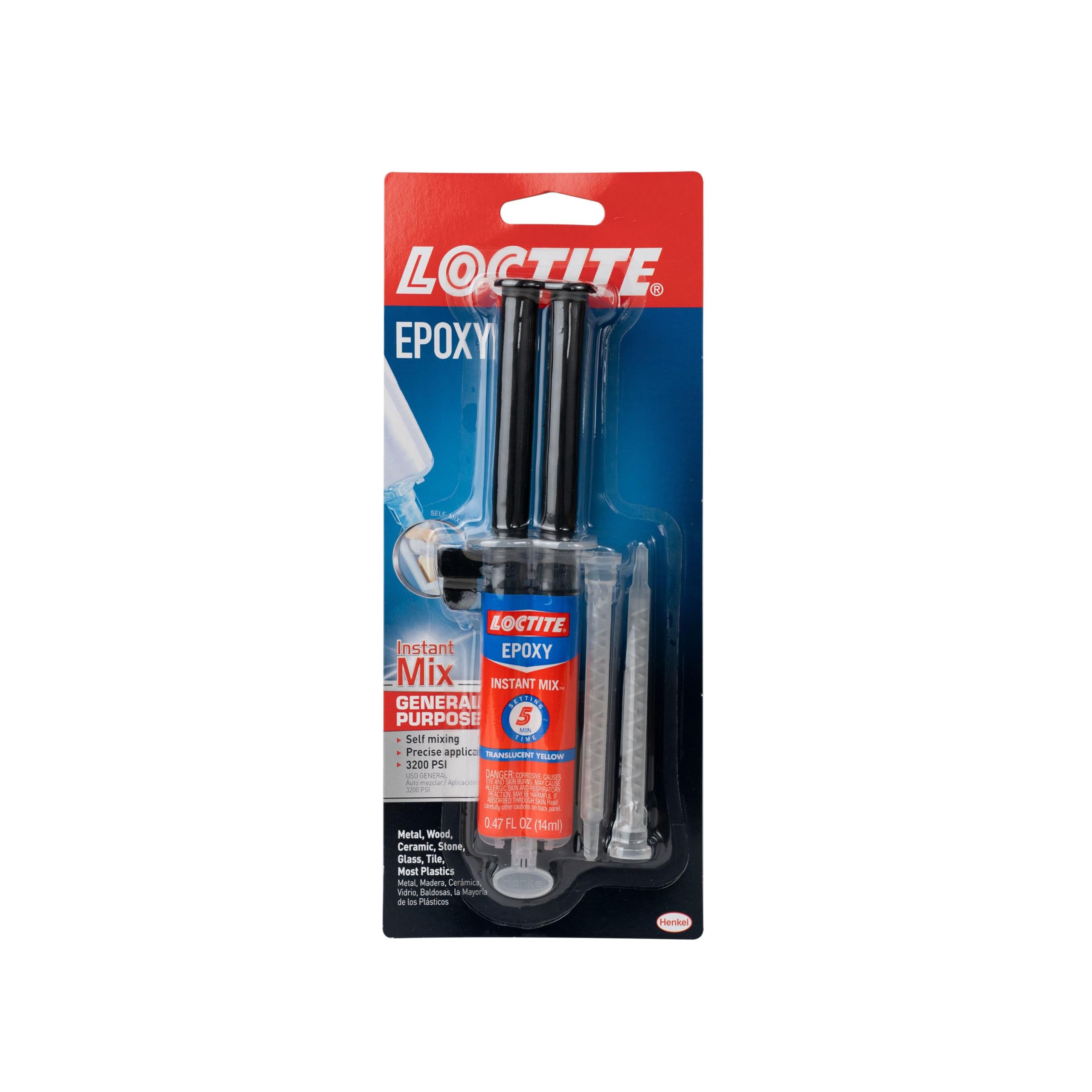 Loctite Multipurpose Epoxy,Sets in 5-10 minutes, Water Resistant, No shrinkage, High strength, Convenient use,Compatible with Wood,Glass, Ceramic,Concrete, Metal,Fibreglass,Stone,DIY,Self-mixing-14 ml