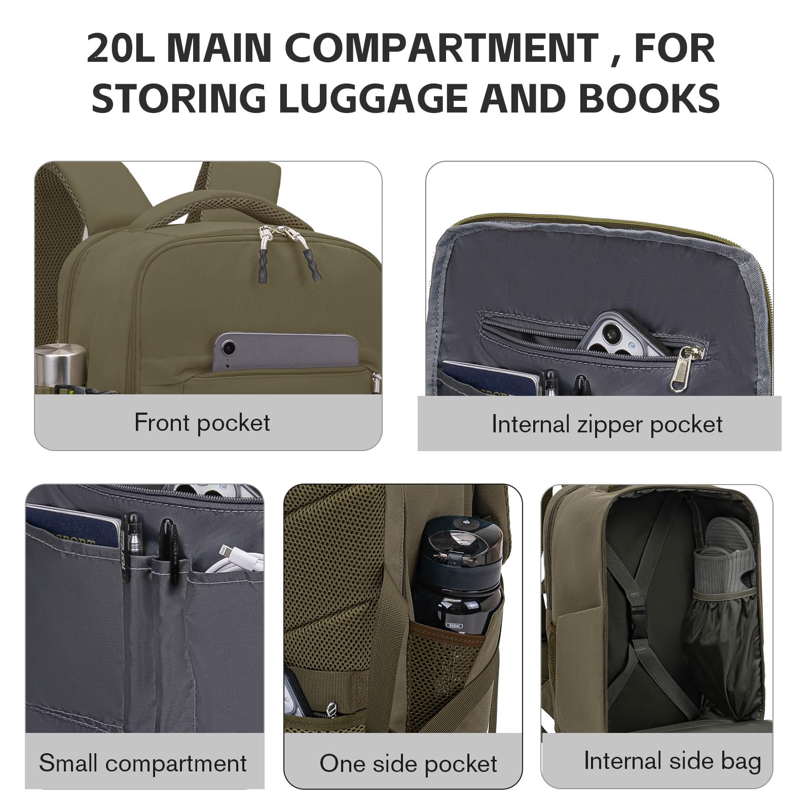 Hayayu Zaino Per Ryanair 40x20x25, Zaino Da Viaggio Aereo Bagaglio a Mano 40x30x20 per Wizzair Easyjet,Borse Da Cabina Zainetto Donna Uomo Zaini Da Viaggio Con Foro USB