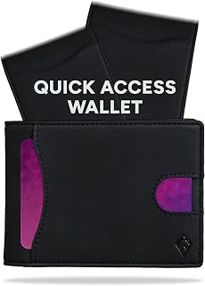 AKIELO RFID Blocking Bifold Card Wallet with Pull Tab and Gift Box - Stylish Mens Wallet - Credit Card Holder Wallets for Men (DELTA - Black Edition)