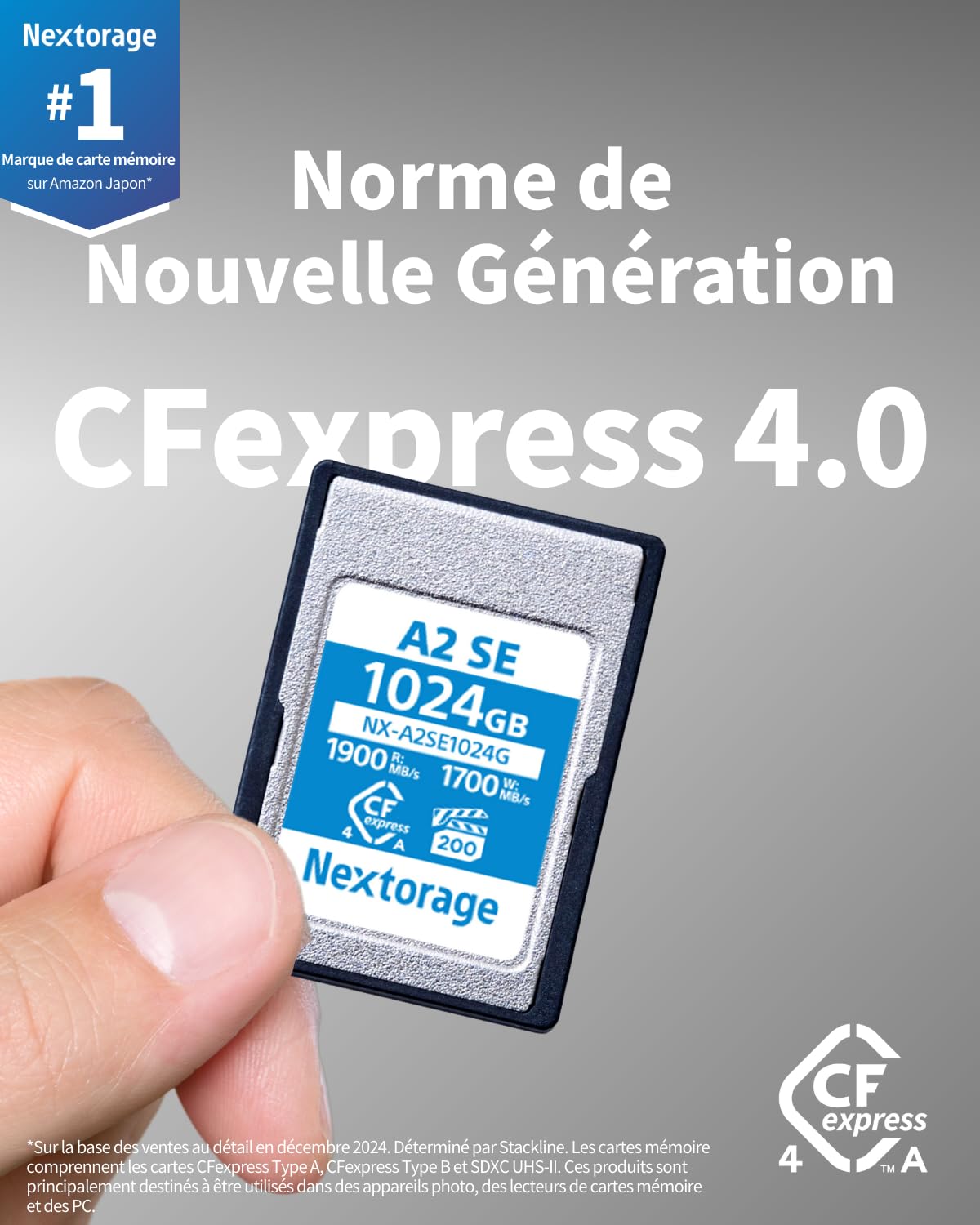 Nextorage CFexpress Type A 256Go Carte mémoire VPG200 Japonaise pour Sony Fujifilm A2SE NX-A2SE256G