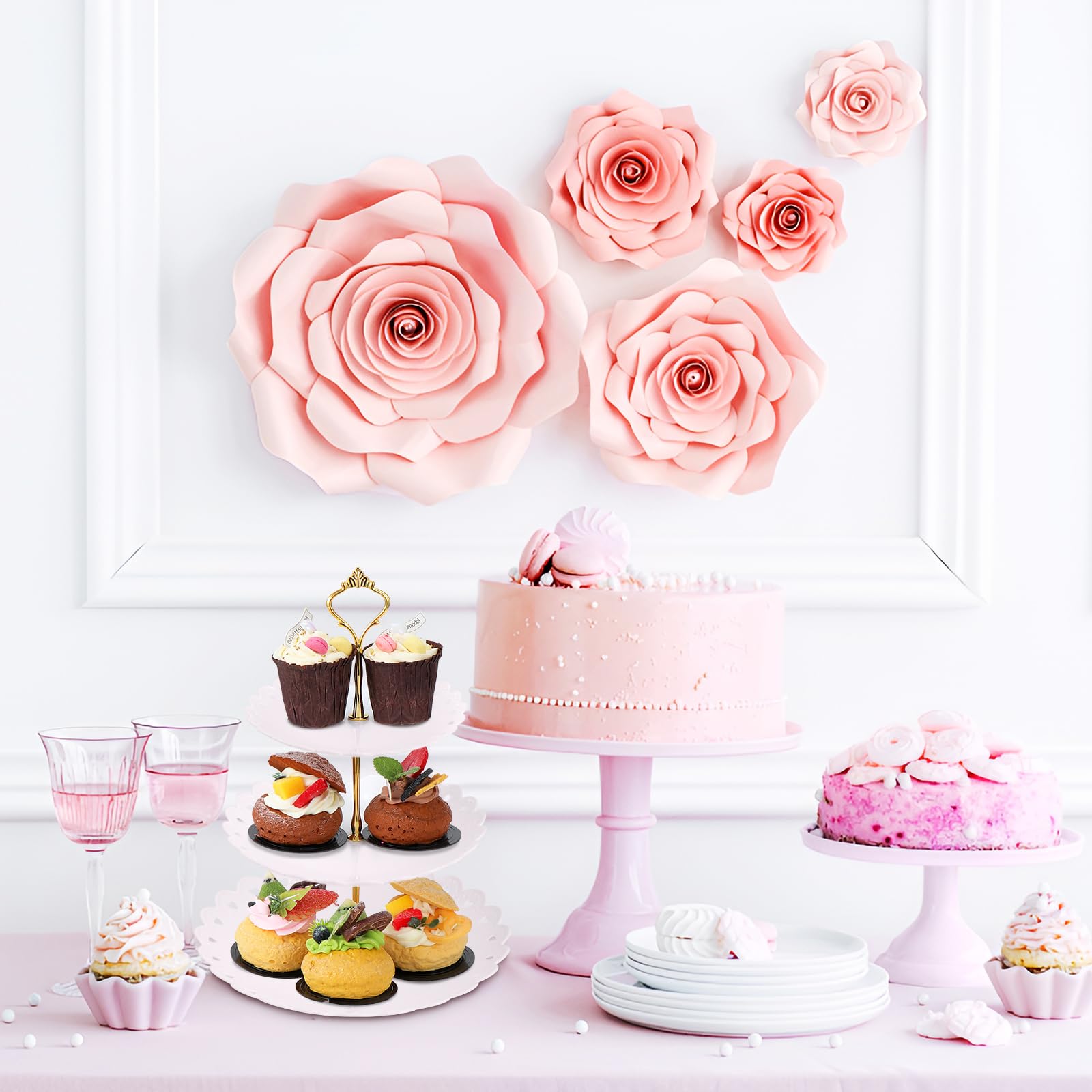 Siruishop Présentoir à Cupcakes 3 Niveaux Assiette à Dessert Pour Gâteaux Mariage Fête M