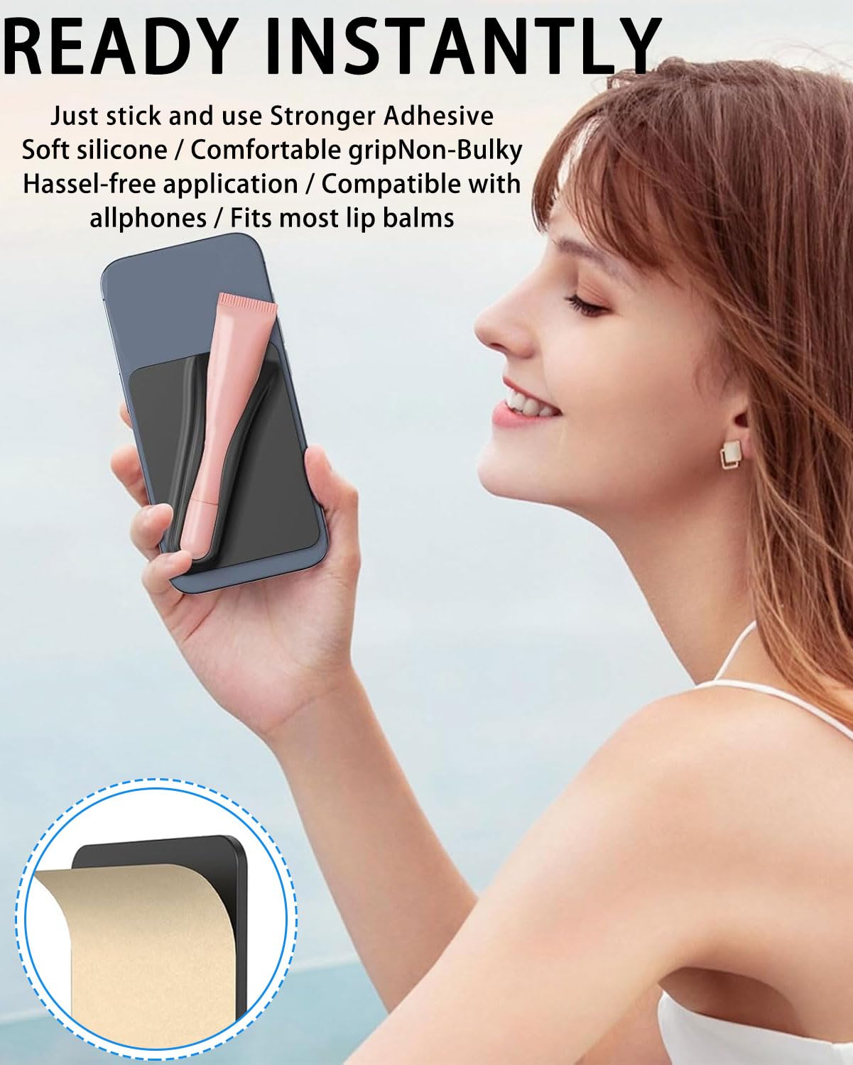 Lipgloss Custodia per cellulare, con supporto lucidalabbra, supporto per lucidalabbra, custodia per telefono per,porta rossetto per rossetto,accessori cellulare,gancio per cellulare (nero)