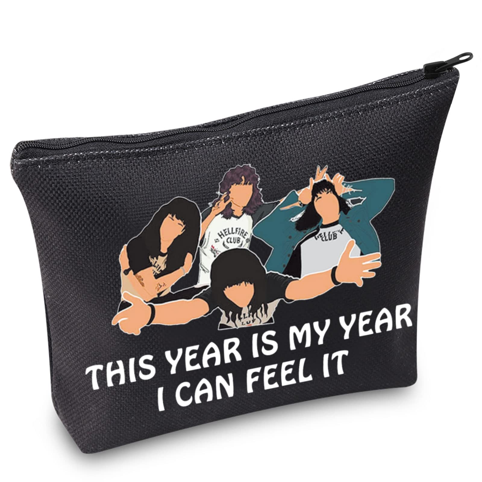 LEVLOEddie Fans Cosmetic Make Up Bag Tv Show Inspired Gift This Year Is My Year I Can Feel It Makeup Zipper Pouch Bag For Friend Family, Black This Year, Cosmetic Bag
