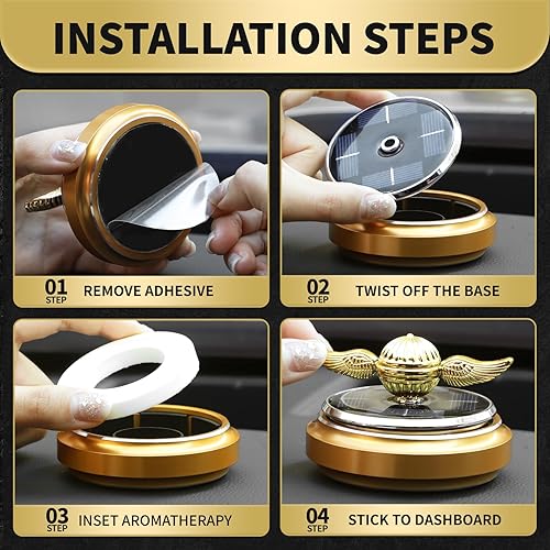 Miniatura 6 de Juguete giratorio solar dorado para decoración de automóvil para niños y adultos, alimentado por Sunshine Spinning Ball para aliviar el estrés,