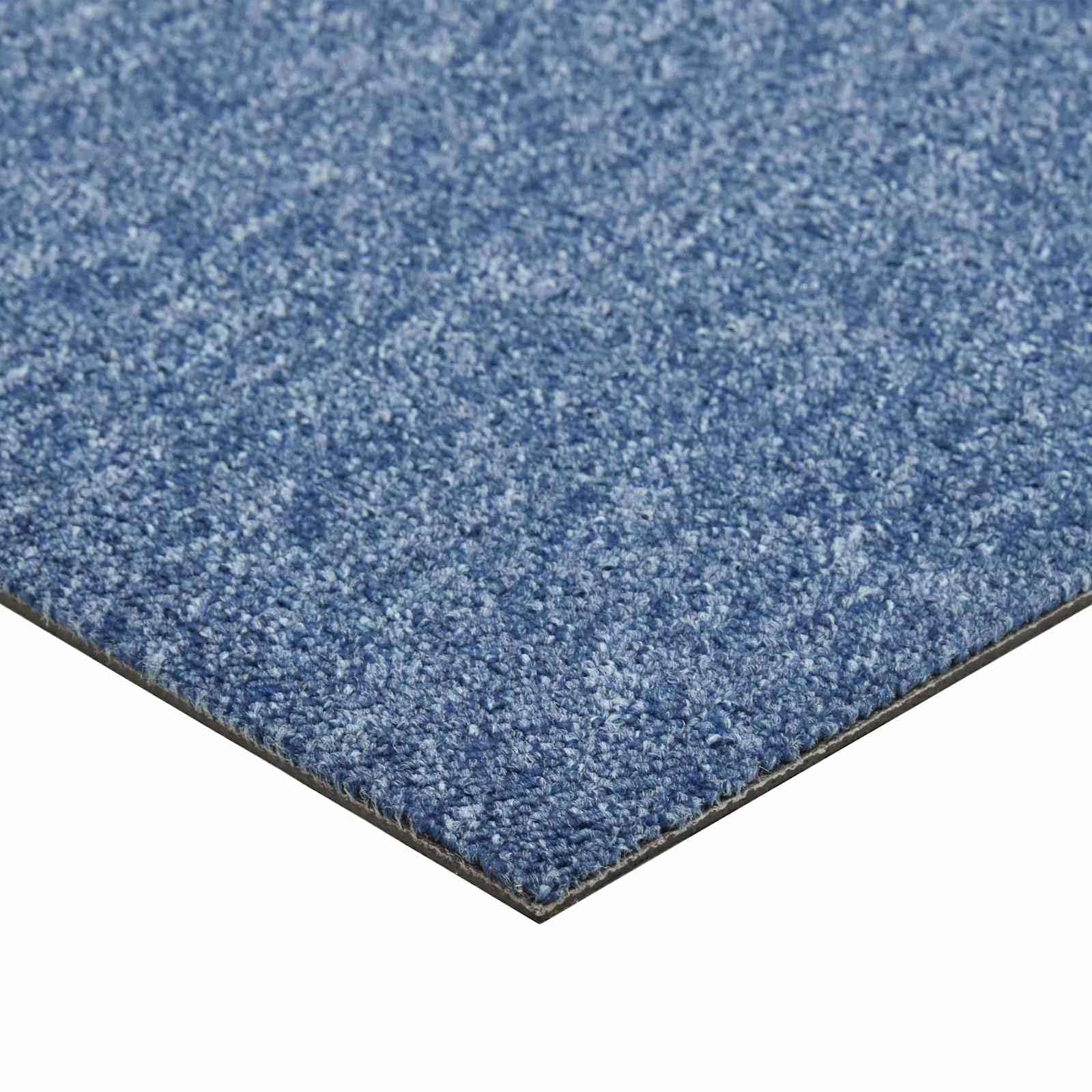 20er Set Teppichfliesen Blau 50x50 cm, Modulare Bodenfliesen aus Polypropylen für Innenbereich, Quadratischer Teppichboden für Büro und Wohnbereich, 5 m² Gesamtfläche