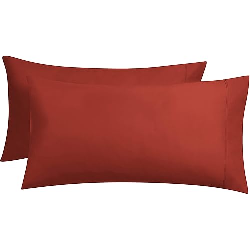 Amazon Basics Lightweight Super Soft Easy Care Microfiber Pillowcases - 2-Pack - King, Red