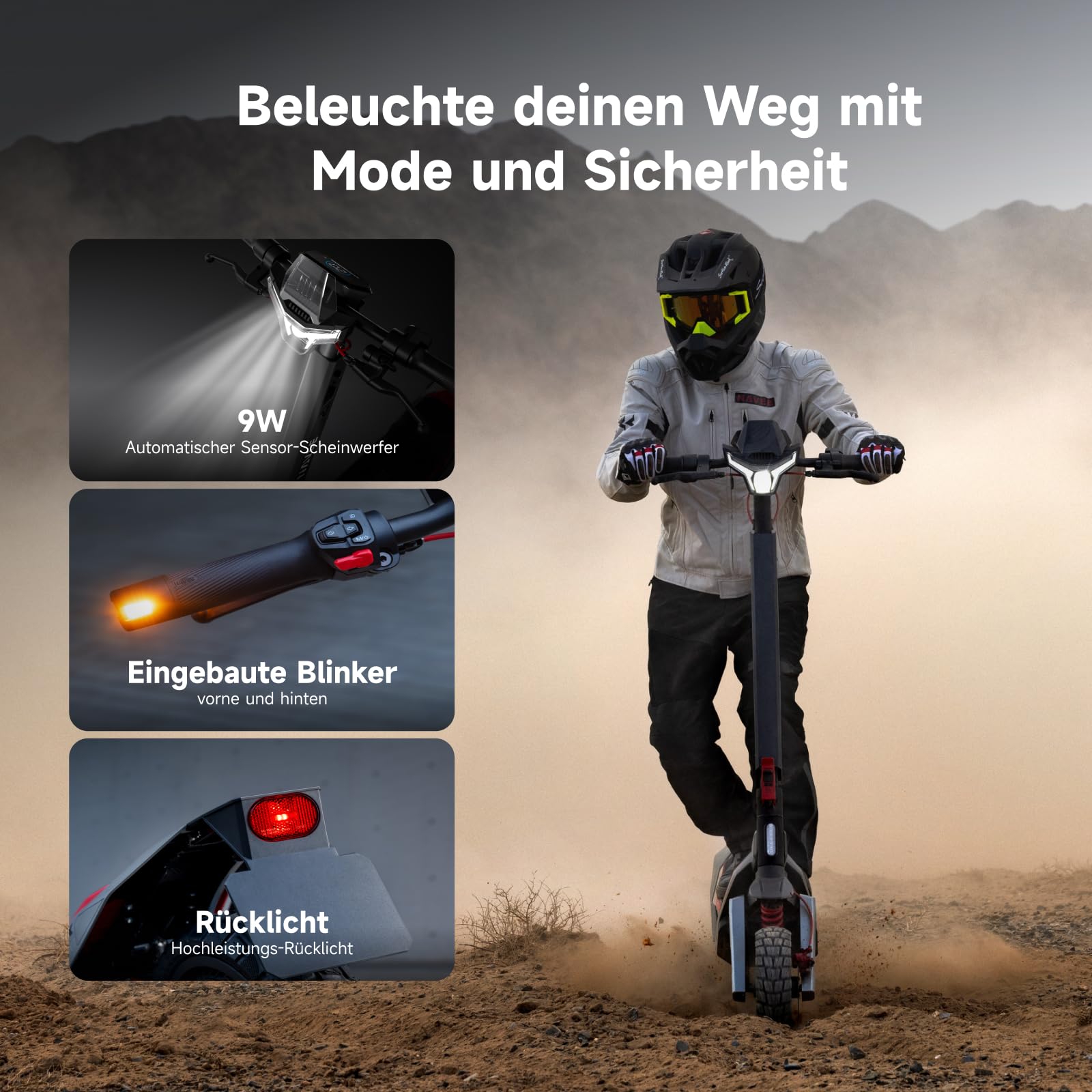 NAVEE XT5 MAX E Scooter mit Straßenzulassung & Blinker, Maximale Reichweite 2200W 110 km & 150 kg Tragkraft, 12 Zoll Offroad Reifen, Doppelaufhängung, Steigungen 32%, Ladezeit 5-6 Stunden