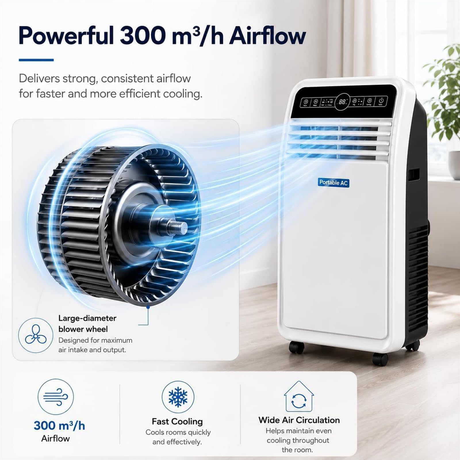 Przenośny klimatyzator 9000-18000 BTU z kółkami, pilot zdalnego sterowania, tryb inteligentnego uśpienia, timer 24H, zestaw okienny w zestawie do salonu w sypialni