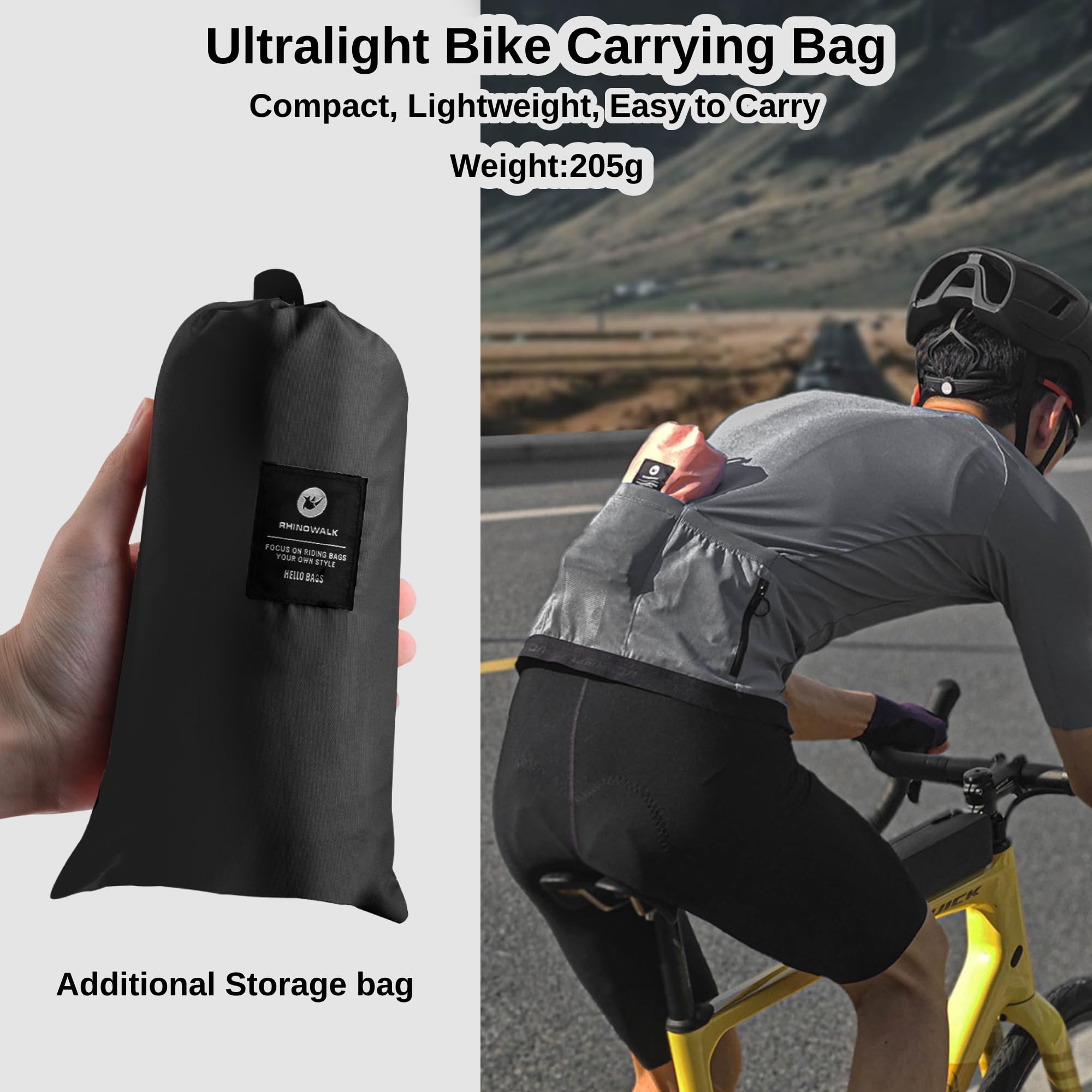ENJOHOS Sac de Transport Vélo Housse Velo Transport pour 27,5 Pouces VTT/700C Housse de Velo Pliant Sac Grand Pliant Porte-Vélo pour Voyager en Train Avion, Noir