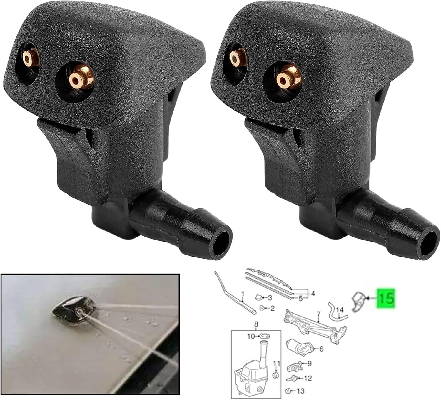 Compatible With Mazda 3 MK1 2003-2009 Windshield Washer Wiper Nozzles Front Wiper Windshield Washer Car Replacement Parts GJ6E67510B