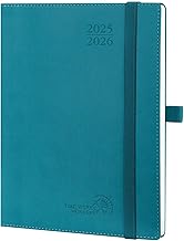 POPRUN 2025 2026 Vertical Week to View Diary 22 x 16.5 cm August 2025 to Dec 2026-17 Month School Planner - Soft Cover PU Leather 30 Minute Intervals 80 gsm Paper Pacific Green