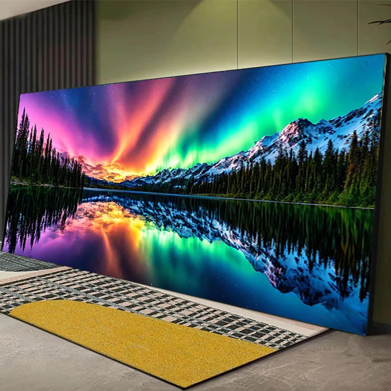 Malen nach Zahlen Kinder Aurora Malen Nach Zahlen Erwachsene, Geschenke für Mädchen Junge Bastelset Set, Malen nach Zahlen Berg | Malen nach Zahlen Ohne Rahmen, (60x120cm) Bastelset Erwachsene Q-9