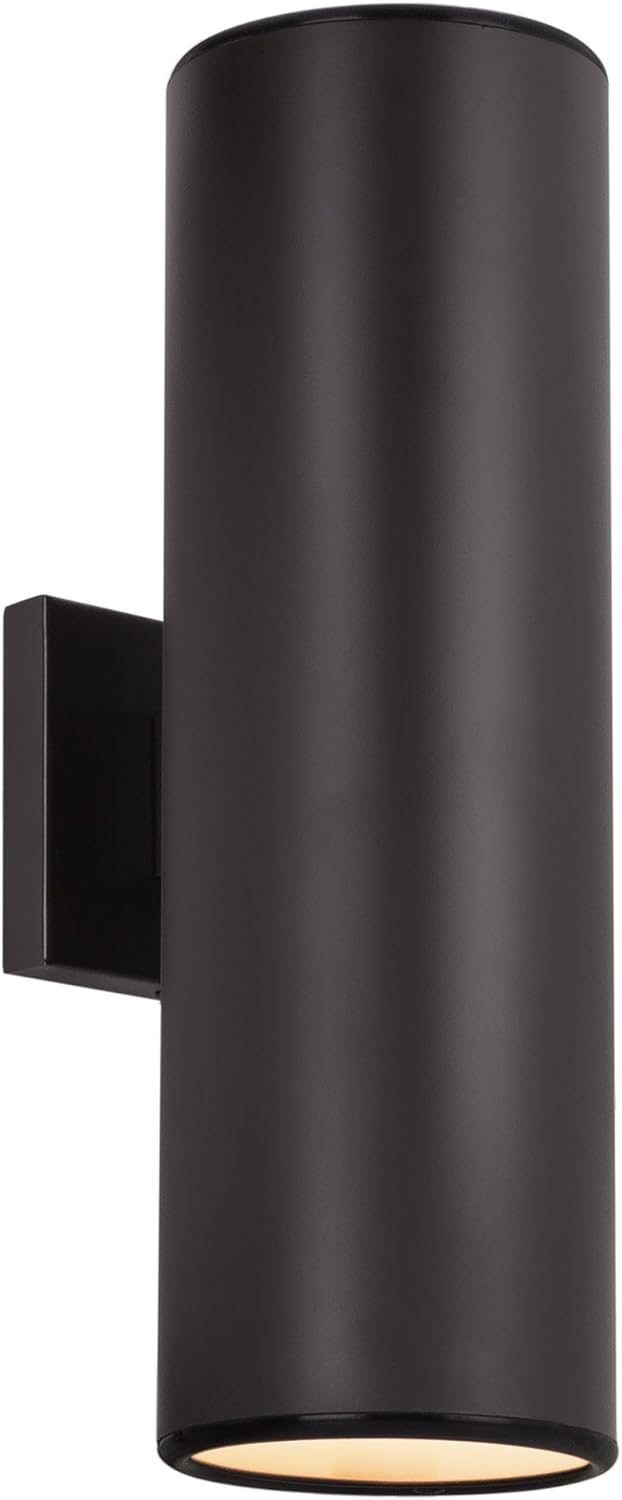 Kira Home Enzo 16" 2-Light Modern Indoor/Outdoor Wall Sconce, Weatherproof Up Down Light, Cylinder Metal Shade + Oil Rubbed Bronze Finish