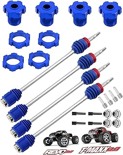 hopsupRC Upgrades Part for 1/10 E-Revo/E-Maxx/T-Maxx/Revo,45# Steel Drive Shaft CVD Front Rear Axles & Aluminum 17mm Wheel Nut & Wheel Hex Hops Up,Navy Blue