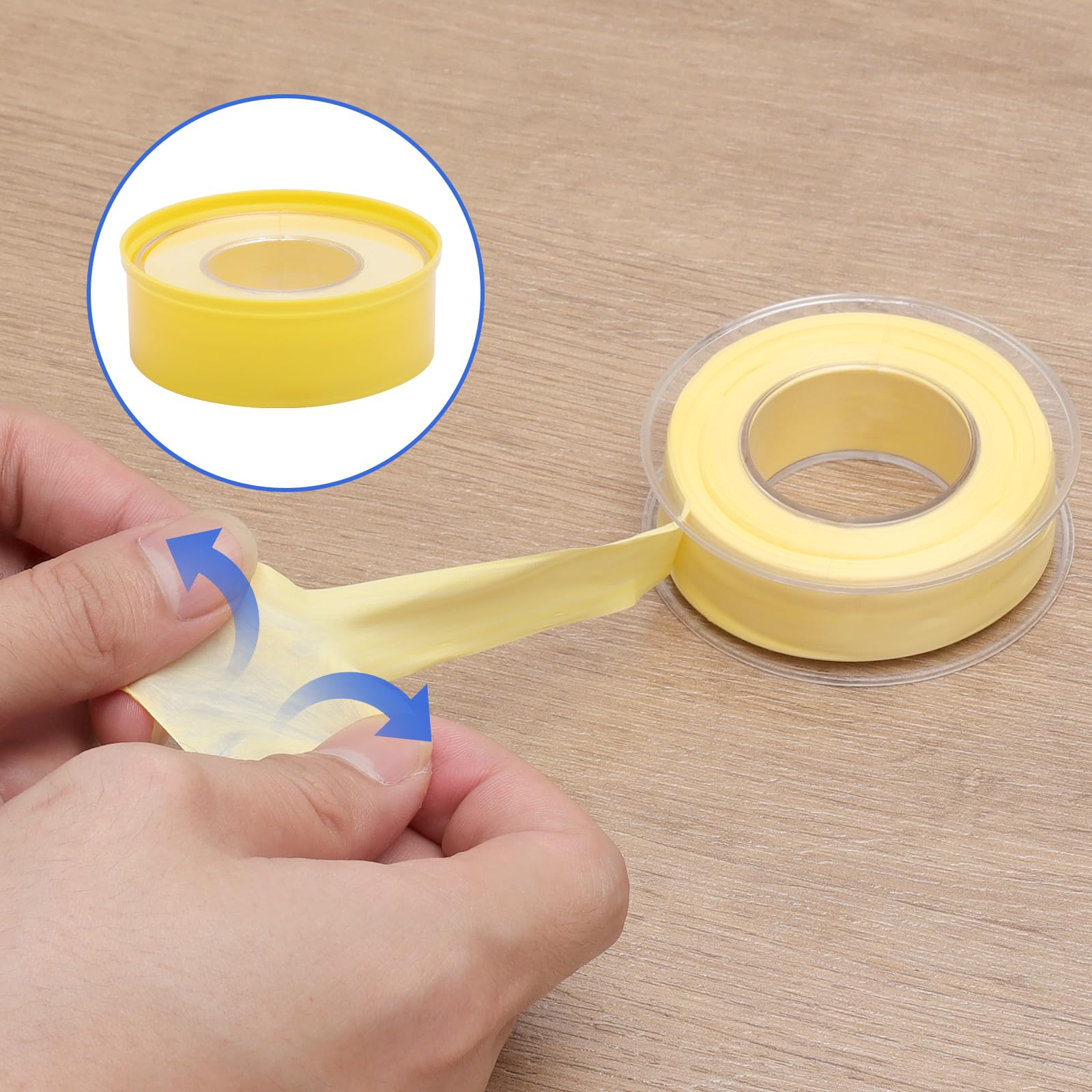 10 Pezzi Nastro Sigillante Impermeabile per Gas e Acqua, 18 mm X 0,2 mm X 20 m PTEF Teflon Idraulico con Scatola, Intervallo Di Temperatura Da -190 °C A 260 °C, Giallo