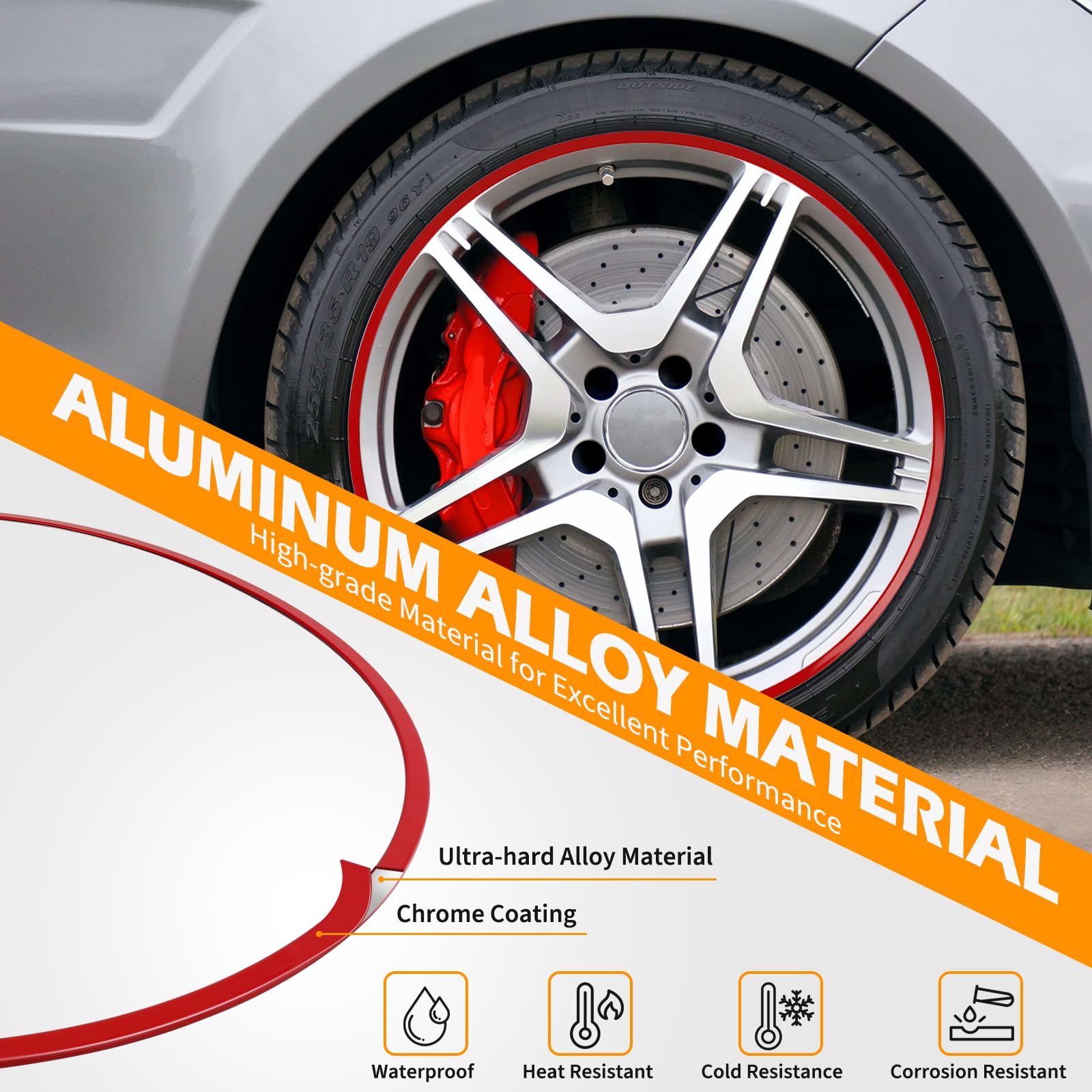 Wheel Rim Protector Set of 4, 19 Inch Alloy Rim Guards for Car Rims Compatible with Tesla Model Y 3 Honda CRV Toyota Camry Ford Mustang Mach-E Nissan Hyundai Audi A4 A6 Mazda CX-90 Lexus RX