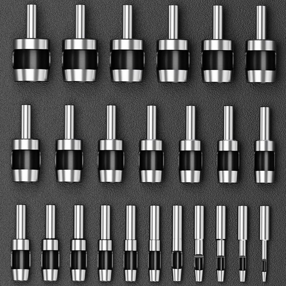 HSS-Leder-Lochbohrer-Set, 2–25 mm, Gurt- und Hohlschneider-Werkzeug für Stoff, PVC, Kunststoff, Gummi, Schwamm, verschleißfest, hitzebehandelt, silberfarben, Zubehör für (14 mm)