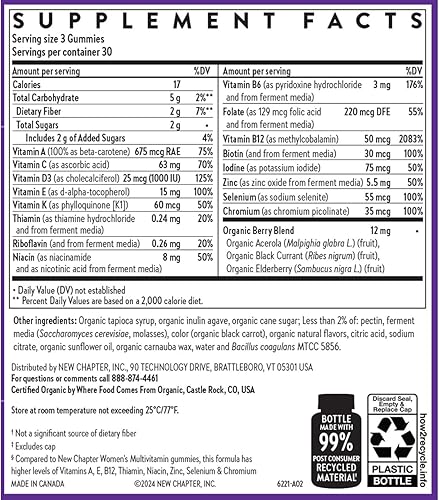 Miniatura 6 de New Chapter Gomitas multivitamínicas para mujeres de más de 50 años: 66% menos de azúcar, vitaminas gomosas de envejecimiento saludable para mujeres