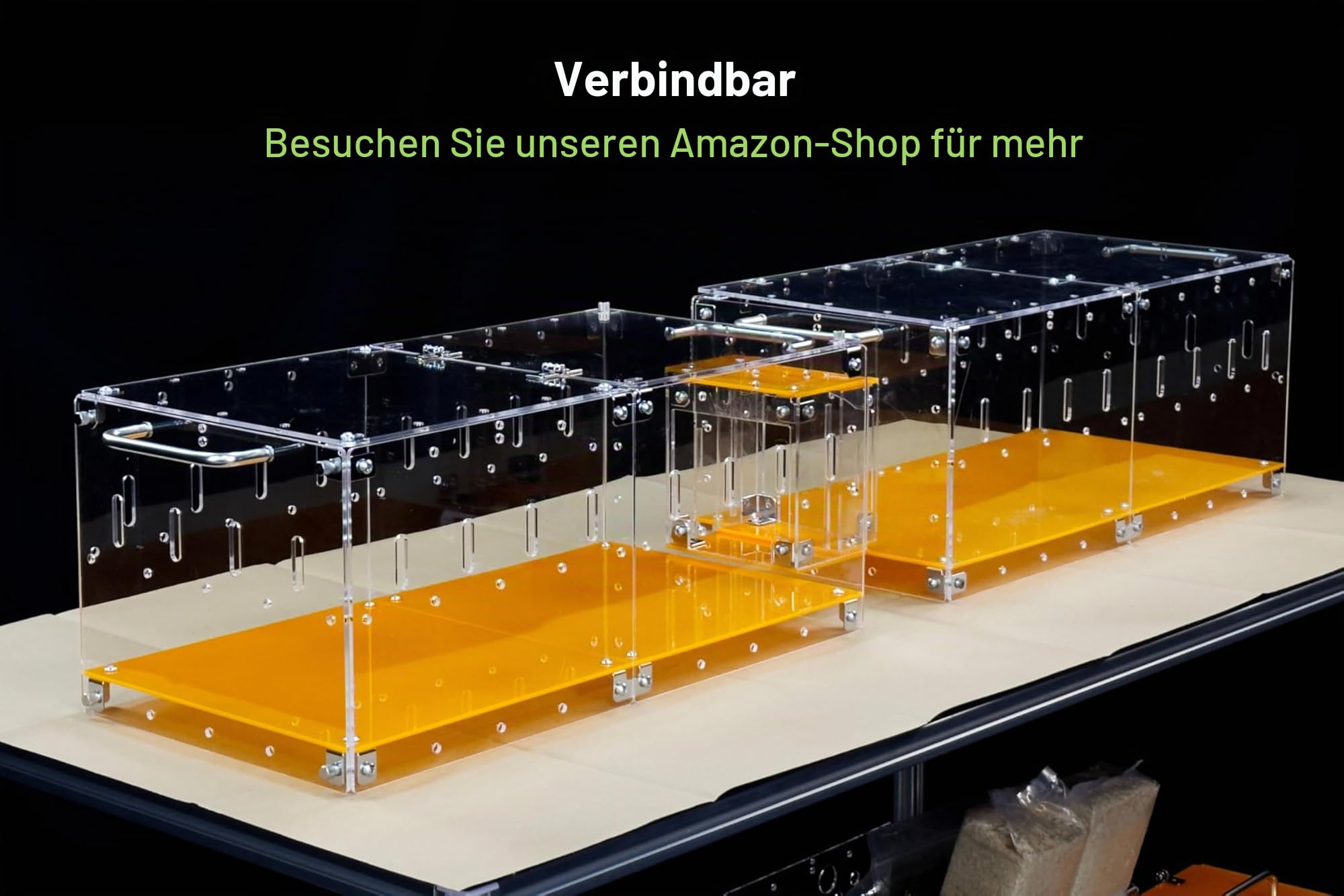 GuineaLoft™ Acrylic Cage (Modell-P2) – Kleiner 60x30cm geschlossener Käfig mit Deckel und Boden für EIN einzelnes Meerschweinchen oder Hamster, verbindbar, DIY erweiterbar