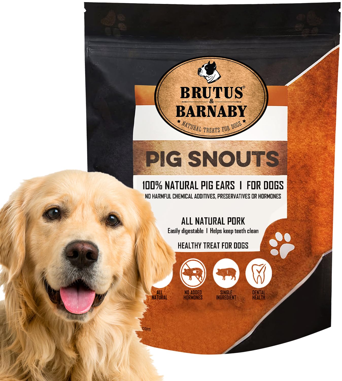 BRUTUS & BARNABY Pig Snout Dog Treat - 100% Natural - Our Healthy Pig Snouts for Dogs are Easy to Digest, Chemical & Hormone Free, Thick & Hearty Chew, Great for Small Or Large Dogs