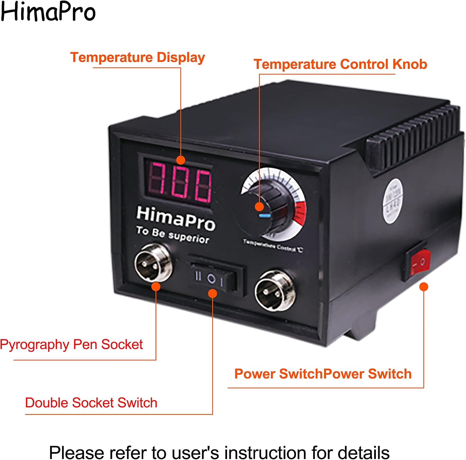 HimaPro Dual Pen Wood Burning Kit, Wood Burner Tool Kit, Wood Burning Station Kit, Pyrography Kit; 60W 100/120V with Adjustable Temperature 0~720°C; A Perfect Wood Burning Kit for Adults