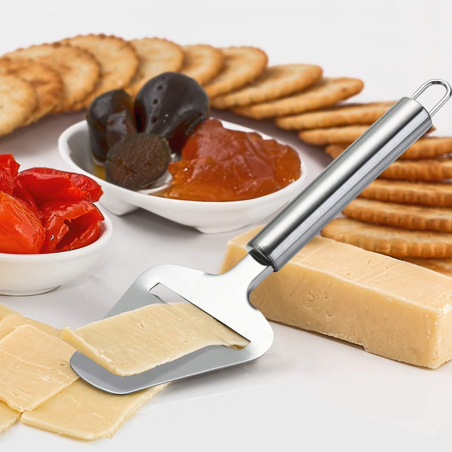 Mudder 2 Pieces Cheese Cutter,Adjustable Thickness Stainless Steel Wire Cheese Slicer with Cheese Plane Tool for Soft, Semi-Hard, Hard Cheeses Kitchen Cooking Tool for Kitchen Cooking