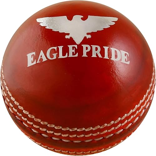Leather Cricket Hard Balls for Club, Practice,Test Matches,one Day,T20 Matches Games Hand Stitched,Tanned Leather Polished,County Cricket Crown Match Cricket Balls Red, White (156g / 5.5oz)