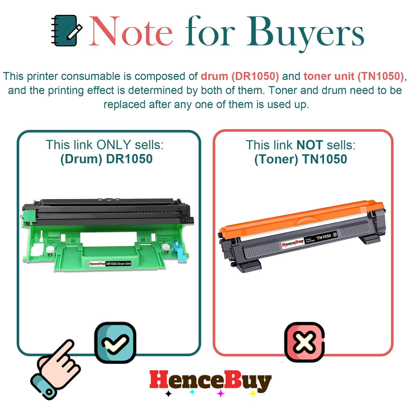 Drum Tamburo DR1050 Compatibile con Brother DR 1050 DR-1050 Stampante DCP-1612W DCP 1610W DCP 1510 DCP 1512 HL 1110 HL 1112 HL 1210W HL 1212W MFC 1810 MFC 1910 MFC 1910W Nero