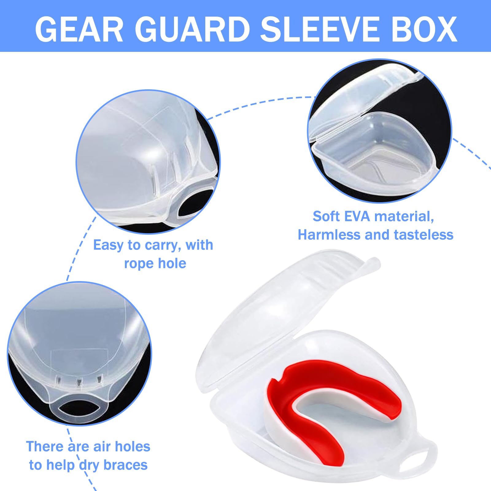 4 Pcs Paradenti Boxe Adulto, Paradenti Sportivo Adulti e Bambini con Portatile Custodia, pParadenti Kick Boxing pParadenti Rugby, per Arti Marziali, Hockey, Arti Marziali Miste, Taekwondo