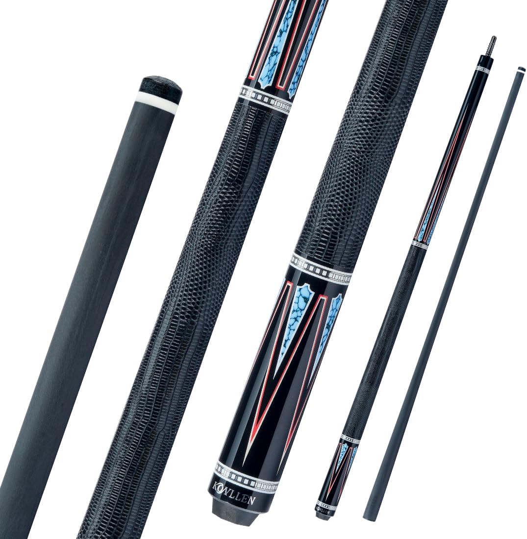 KONLLEN Billiard Cue Carbon 58" Carbon Fiber Pool Cue Low Deflection Pool Cue 12.5mm Head (Easy Control, Professional Taper)