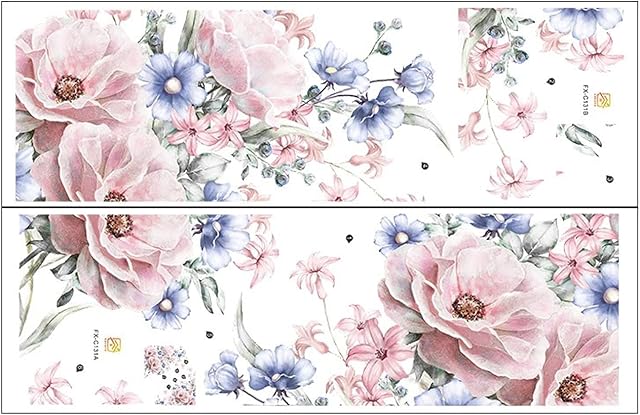 Floral Peonies Wall Stickers Pink Blue Vintage Blossom Flowers Wallpaper Watercolor Floral Wall Decals for Wedding Living Room