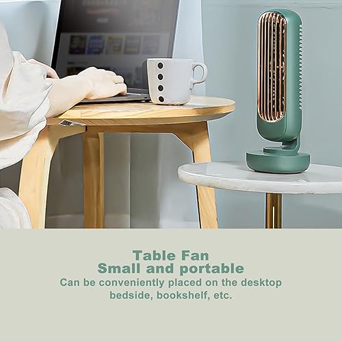 Miniatura 7 de TOPINCN Ventilador de mesa Torre Pequeño Escritorio Carga Ventilador de Mesa de Oficina Doble Circulación de Aire USB Recargable 3 Velocidad de