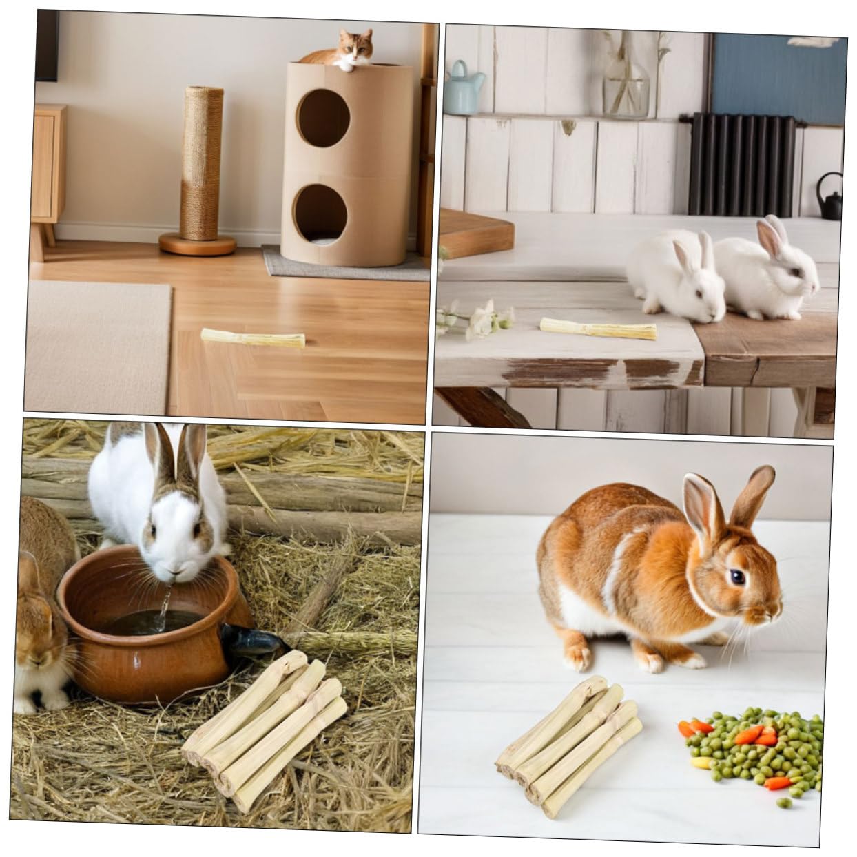 Toyvian Bâtonnets à Mâcher Bambou pour Rongeurs Friandises Naturelles pour Hamsters Cobayes et Chinchillas Molaire Anti-anxiété et Dentaire