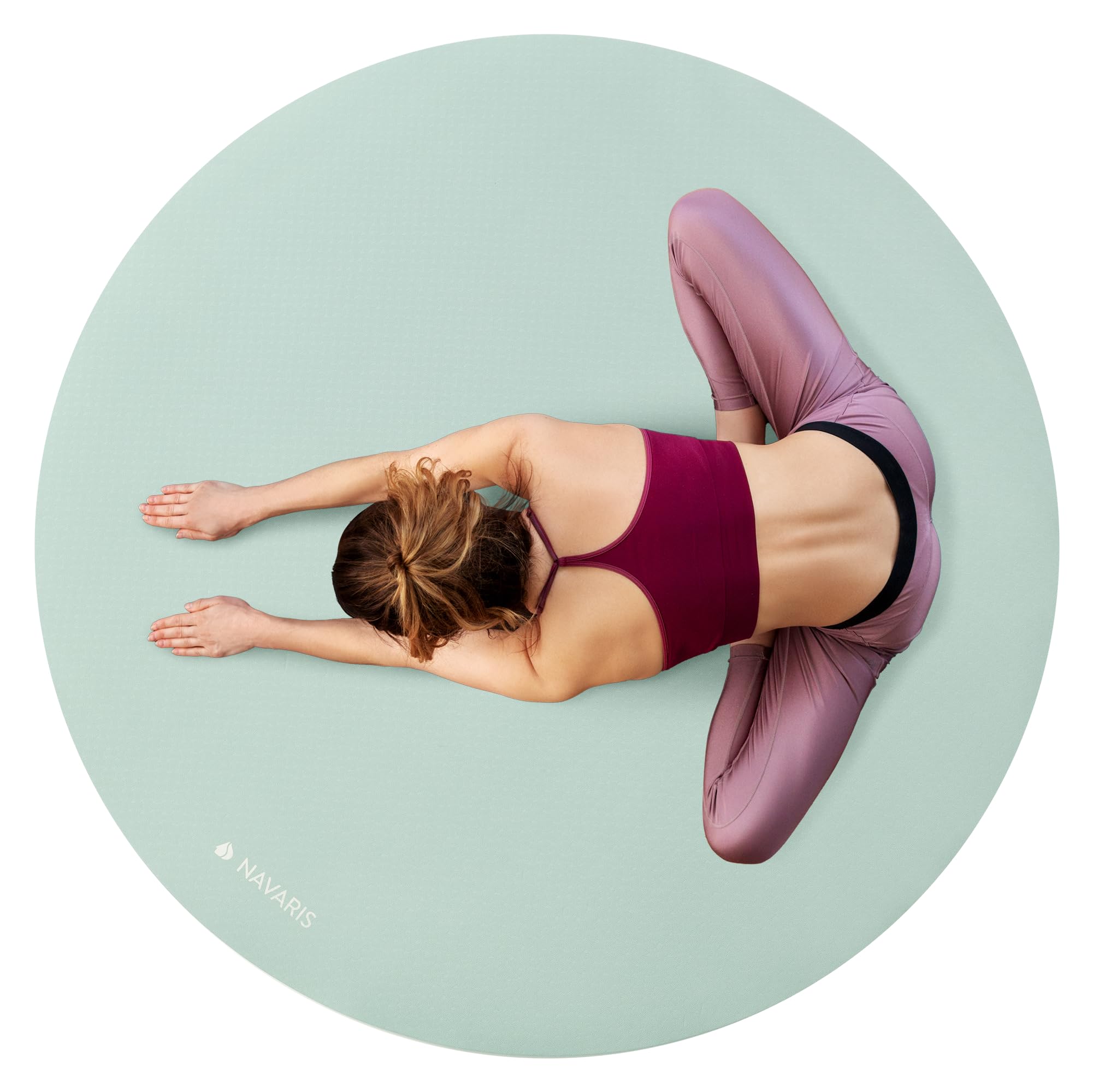 Navaris Esterilla de Yoga Redonda - Alfombrilla Antideslizante de Meditación, Ejercicio, Deporte - Colchoneta 120 cm de Diámetro