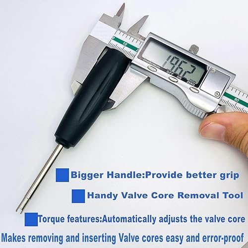 Miniatura 3 de Herramienta de par de 2 piezas de núcleo de válvula, evita daños TPMS, herramienta de extracción e instalación del núcleo de válvula, negro,